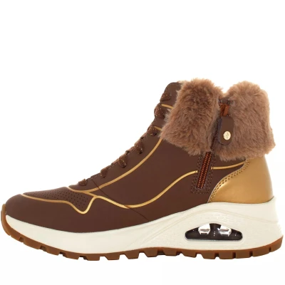 Skechers Uno Rugged Zip Up taupe/gold dámské zimní boty