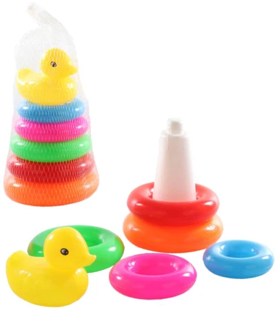 Skládačka baby pyramida navlékací věžička s kroužky kačenka