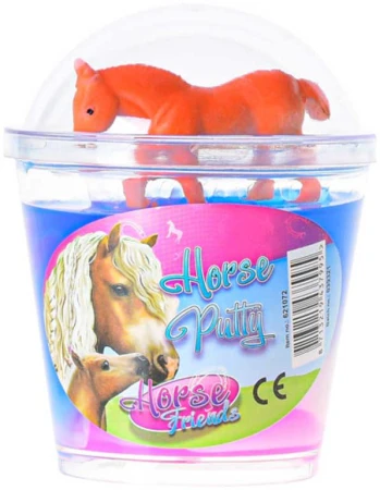 Sliz barevný zábavná hmota s koníkem 10cm Horse Friends 4 druhy v kelímku