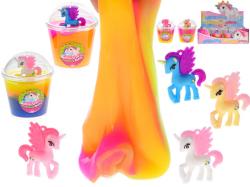 Sliz hmota magická duhová v kelímku set s jednorožcem 4 barvy