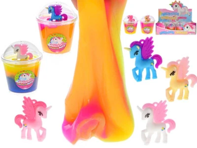 Sliz hmota magická duhová v kelímku set s jednorožcem 4 barvy Sliz hmota magická duhová v kelímku set s jednorožcem 4 barvy