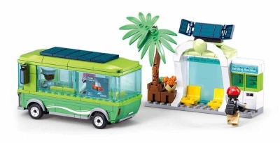 Sluban Metropolis Elektrobus so zastávkou 262 dielikov + 3 figúrky (stavebnica)