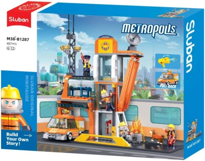 Sluban Metropolis Záchranářské velitelství 407 dílků + 5 figurek (stavebnice)
