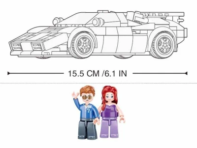 Sluban Model Bricks Auto italský černý sporťák 254 dílků + 2 figurky (stavebnice)