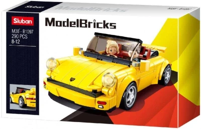 Sluban Model Bricks Auto žlutý německý sporťák 290 dílků + 2 figurky (stavebnice)