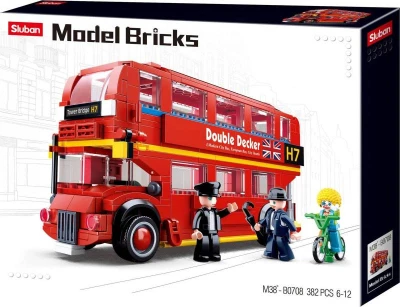 SLUBAN Model Bricks Autobus Double Decker 382 dílků + 3 figurky (stavebnice)