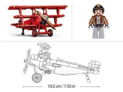 Sluban Model Bricks Trojplošník Fokker DR-1S 281 dílků + figurka (stavebnice)