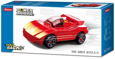 Sluban Power Bricks Auto červený športiak spätný chod 46 dielikov (stavebnica)