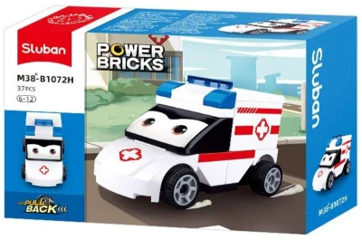 Sluban Power Bricks Auto sanitka s očima zpětný chod 37 dílků (stavebnice)