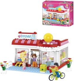 Sluban Stavebnice GIRLS Supermarket set 289 dílků + figurka 3ks plast
