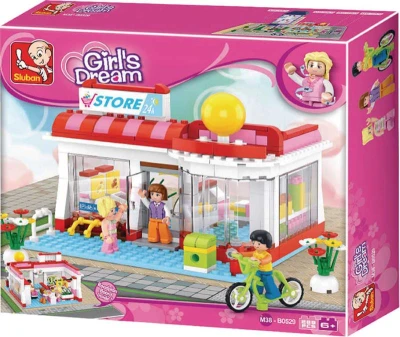 Sluban Stavebnica GIRLS Supermarket set 289 dielikov + figúrka 3ks plast