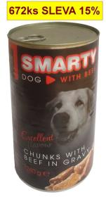 SMARTY Dog Hovězí chunks. konzerva 1240 g (bal. 6 ks)