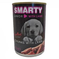 SMARTY Dog Junior Jehněčí chunks, konzerva 410 g