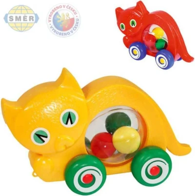 Směr Kočka baby na kolečkách s míčky 2 barvy PLAST Směr Kočka baby na kolečkách s míčky 2 barvy PLAST