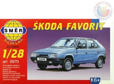 Směr Model auto Škoda Favorit klik 1:28 (stavebnice auta)