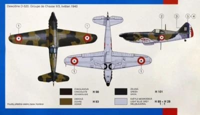 Směr Model letadlo Dewoitine D520 1:72 (stavebnice letadla)