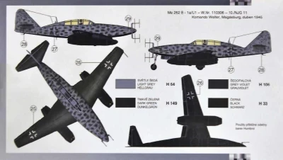 Směr Model letadlo Messerschmitt Me 262 B 1:72 (stavebnice letadla)