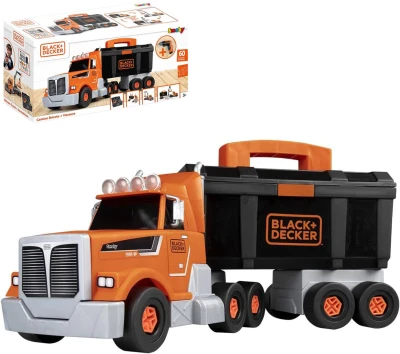 Smoby B+D Kamion jeřáb šroubovací auto set s boxem s nářadím a vrtačkou