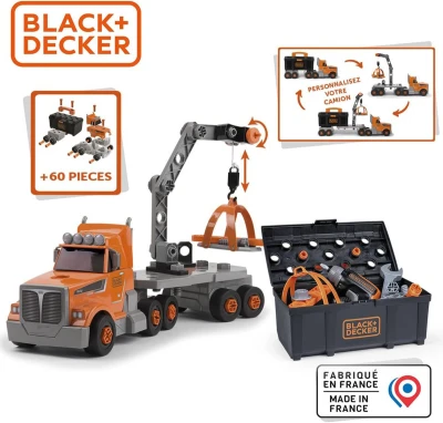 Smoby B+D Kamion jeřáb šroubovací auto set s boxem s nářadím a vrtačkou