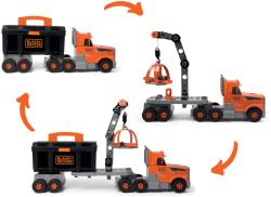 Smoby B+D Kamion jeřáb šroubovací s přívěsem stavební auto s boxem a nářadím