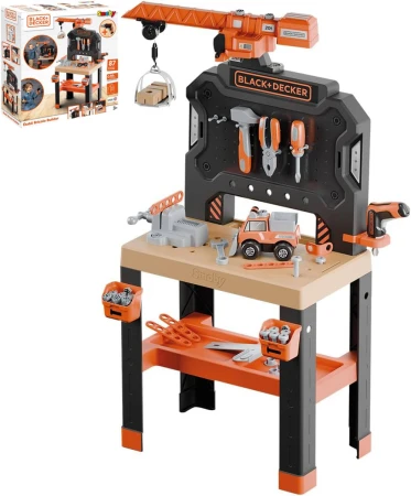 Smoby B+D Velká pracovní dílna s jeřábem a šroubovacím autem s nářadím