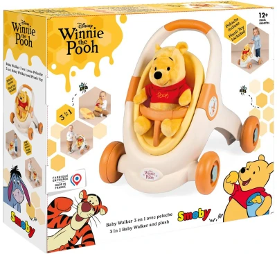 Smoby Baby chodítko 3v1 set s plyšákem Medvídek Pú PLYŠ
