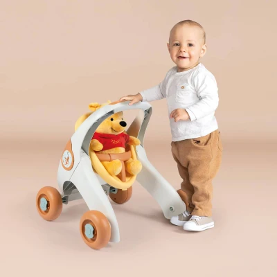 Smoby Baby chodítko 3v1 set s plyšákem Medvídek Pú PLYŠ