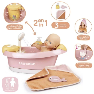 Smoby Vanička s funkční sprchou pro panenku miminko na baterie Světlo Zvuk