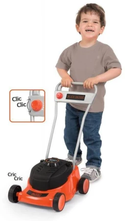 Smoby Black and Decker kosačka záhradná detská 35x56x23cm čiernooranžová plast
