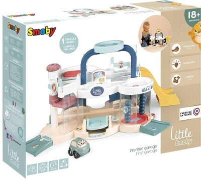 Smoby Little Multigaráž baby herní set s výtahem a autíčkem plast