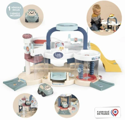 Smoby Little Multigaráž baby herní set s výtahem a autíčkem plast