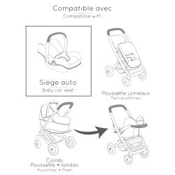 Smoby Maxi-Cosi 3v1 Autosedačka a židlička pro panenky světle růžová