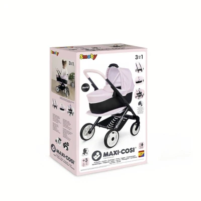 Smoby Maxi-Cosi Kombinovaný kočárek pro panenky miminko růžový 3v1
