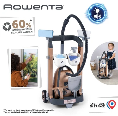 Smoby Rowenta uklízecí vozík set s vysavačem a doplňky na baterie Zvuk