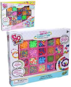 SO BEADS Korálky barevné navlékací s provázky set výroba náramků 2 druhy SO BEADS Korálky barevné navlékací s provázky set výroba náramků 2 druhy