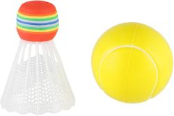 Soft líný tenis / badminton set 2 barevné pálky s míčkem a košíčkem 2v1