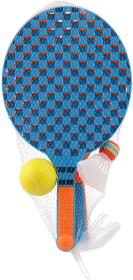 Soft líný tenis / badminton set 2 barevné pálky s míčkem a košíčkem 2v1