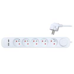 SOLIGHT Prodlužovací kabel 5 zásuvek 3m PP152USBC SOLIGHT Prodlužovací kabel 5 zásuvek 3m PP152USBC