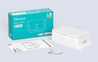 Sonoff Basic R5 Gen5 bílý Wi-Fi Matter 10A vypínač, balení po 4 kusech