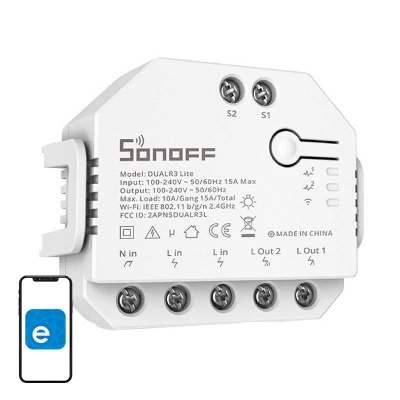 Sonoff Chytrý přepínač Wi-Fi Dual R3 Lite