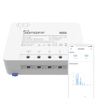 Sonoff Chytrý vypínač Wi-Fi s monitorováním spotřeby energie POWR3 (25A/5500W)