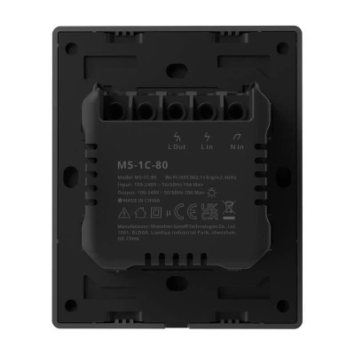 Sonoff Chytrý WiFi nástěnný spínač M5-1C-80 (1kanálový, pro rám, grafitový)