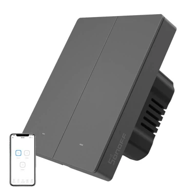 Sonoff Chytrý WiFi nástěnný spínač M5-2C-80 (2kanálový, pro rám, grafitový) Sonoff Chytrý WiFi nástěnný spínač M5-2C-80 (2kanálový, pro rám, grafitový)