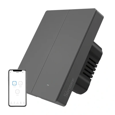 Sonoff Chytrý WiFi nástěnný spínač M5-2C-80 (2kanálový, pro rám, grafitový)
