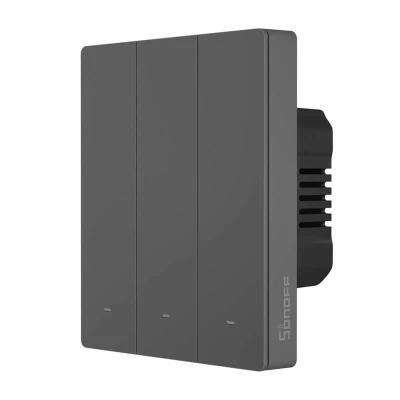 Sonoff Chytrý WiFi nástěnný spínač M5-3C-80 (3kanálový, pro rám, grafitový)