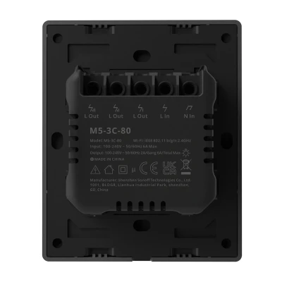 Sonoff Chytrý WiFi nástěnný spínač M5-3C-80 (3kanálový, pro rám, grafitový)
