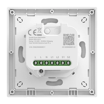 Sonoff MINI-2GS-E Matter bílý dvoukanálový nástěnný spínač
