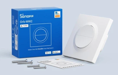 Sonoff MINI-2GS-E Matter bílý dvoukanálový nástěnný spínač