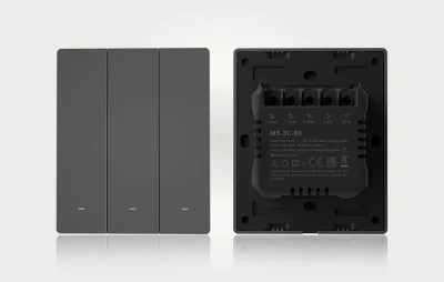 Sonoff Chytrý WiFi nástěnný spínač M5-3C-80 (3kanálový, pro rám, grafitový)