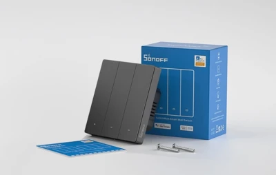 Sonoff Chytrý WiFi nástěnný spínač M5-3C-80 (3kanálový, pro rám, grafitový)